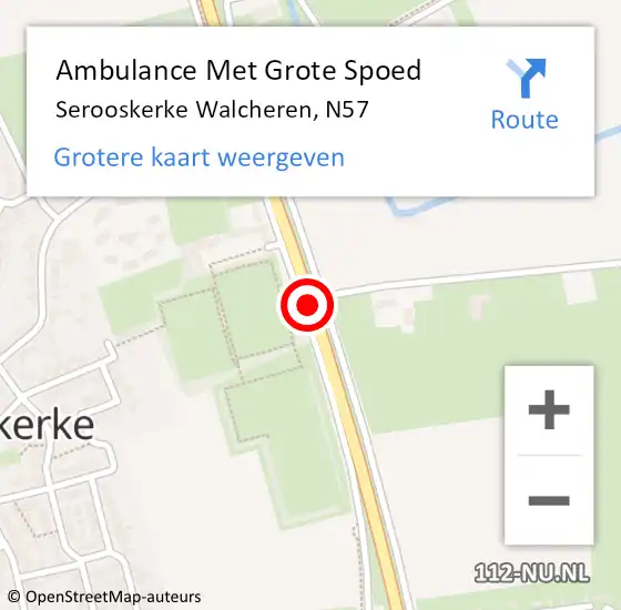 Locatie op kaart van de 112 melding: Ambulance Met Grote Spoed Naar Serooskerke Walcheren, N57 op 13 februari 2014 07:09