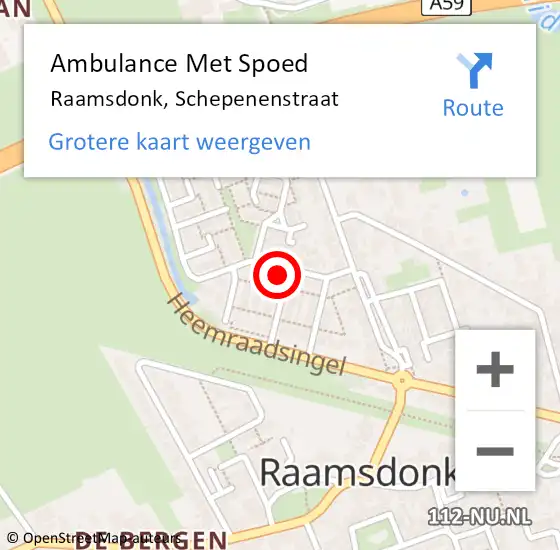 Locatie op kaart van de 112 melding: Ambulance Met Spoed Naar Raamsdonk, Schepenenstraat op 14 januari 2018 12:14