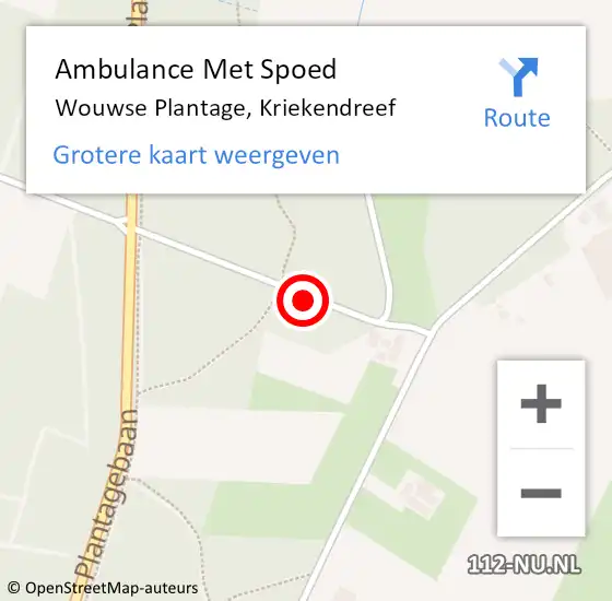 Locatie op kaart van de 112 melding: Ambulance Met Spoed Naar Wouwse Plantage, Kriekendreef op 14 januari 2018 13:39