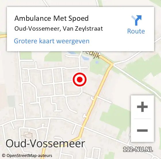 Locatie op kaart van de 112 melding: Ambulance Met Spoed Naar Oud-Vossemeer, Van Zeylstraat op 14 januari 2018 14:53