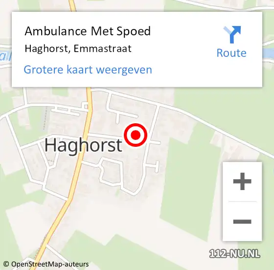 Locatie op kaart van de 112 melding: Ambulance Met Spoed Naar Haghorst, Emmastraat op 14 januari 2018 15:41