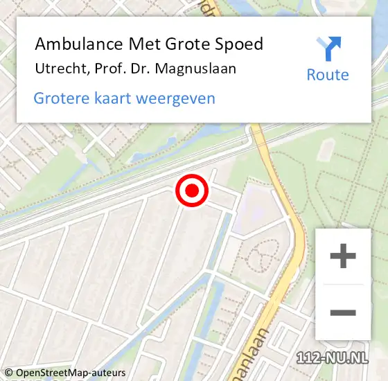 Locatie op kaart van de 112 melding: Ambulance Met Grote Spoed Naar Utrecht, Prof. Dr. Magnuslaan op 14 januari 2018 15:55