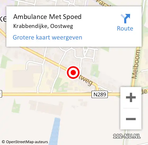 Locatie op kaart van de 112 melding: Ambulance Met Spoed Naar Krabbendijke, Oostweg op 14 januari 2018 16:17