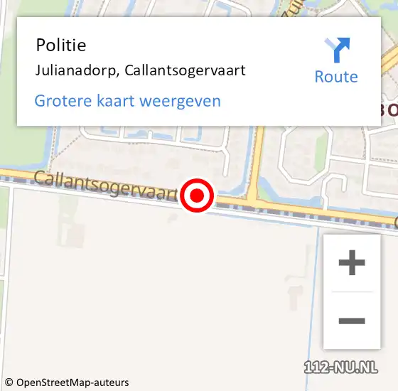 Locatie op kaart van de 112 melding: Politie Julianadorp, Callantsogervaart op 14 januari 2018 16:19