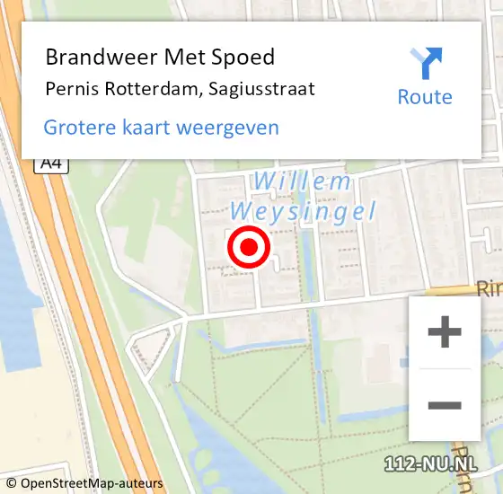 Locatie op kaart van de 112 melding: Brandweer Met Spoed Naar Pernis Rotterdam, Sagiusstraat op 14 januari 2018 16:30