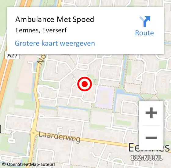 Locatie op kaart van de 112 melding: Ambulance Met Spoed Naar Eemnes, Everserf op 14 januari 2018 16:38