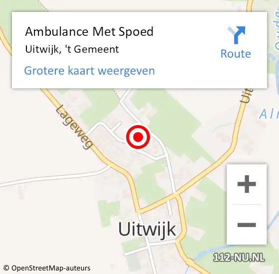 Locatie op kaart van de 112 melding: Ambulance Met Spoed Naar Uitwijk, 't Gemeent op 14 januari 2018 16:43