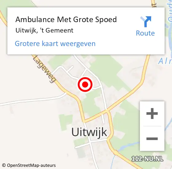 Locatie op kaart van de 112 melding: Ambulance Met Grote Spoed Naar Uitwijk, 't Gemeent op 14 januari 2018 16:48