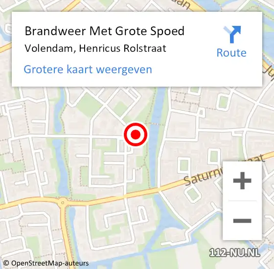 Locatie op kaart van de 112 melding: Brandweer Met Grote Spoed Naar Volendam, Henricus Rolstraat op 14 januari 2018 16:56