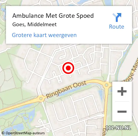 Locatie op kaart van de 112 melding: Ambulance Met Grote Spoed Naar Goes, Middelmeet op 14 januari 2018 17:20