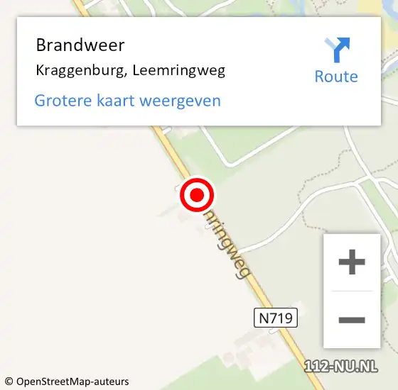 Locatie op kaart van de 112 melding: Brandweer Kraggenburg, Leemringweg op 14 januari 2018 17:32