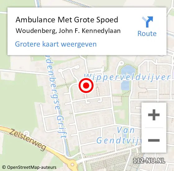 Locatie op kaart van de 112 melding: Ambulance Met Grote Spoed Naar Woudenberg, John F. Kennedylaan op 14 januari 2018 18:09