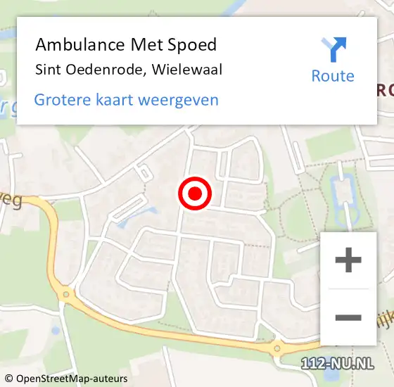 Locatie op kaart van de 112 melding: Ambulance Met Spoed Naar Sint Oedenrode, Wielewaal op 14 januari 2018 19:03