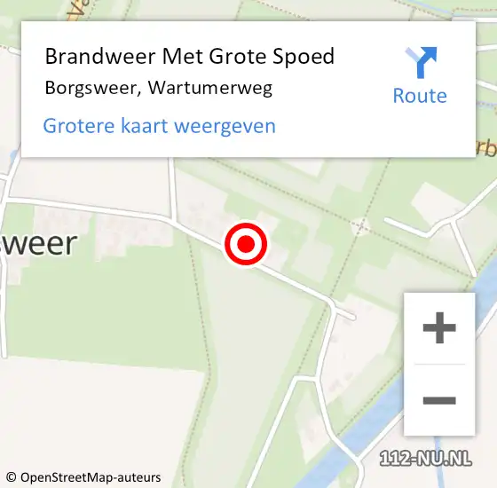 Locatie op kaart van de 112 melding: Brandweer Met Grote Spoed Naar Borgsweer, Wartumerweg op 14 januari 2018 19:49