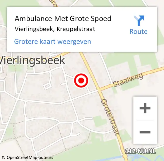 Locatie op kaart van de 112 melding: Ambulance Met Grote Spoed Naar Vierlingsbeek, Kreupelstraat op 14 januari 2018 20:12