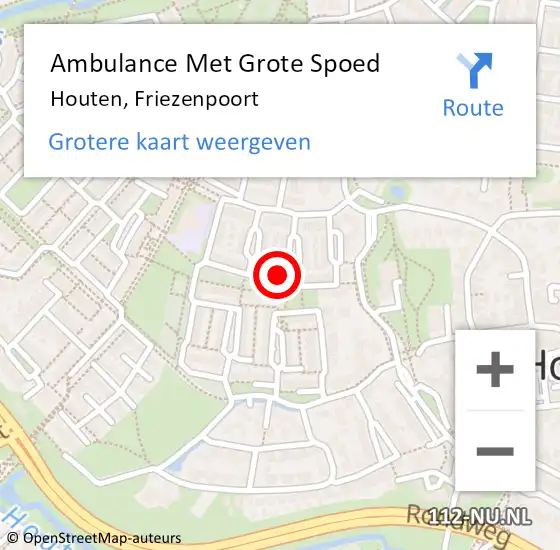 Locatie op kaart van de 112 melding: Ambulance Met Grote Spoed Naar Houten, Friezenpoort op 14 januari 2018 20:58