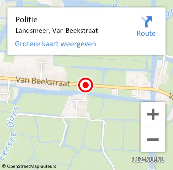 Locatie op kaart van de 112 melding: Politie Landsmeer, Van Beekstraat op 14 januari 2018 20:59
