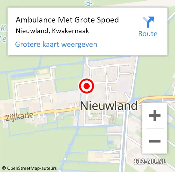 Locatie op kaart van de 112 melding: Ambulance Met Grote Spoed Naar Nieuwland, Kwakernaak op 14 januari 2018 21:35