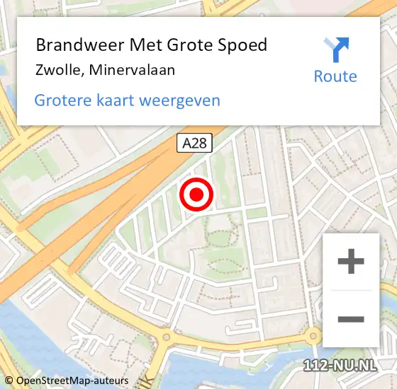 Locatie op kaart van de 112 melding: Brandweer Met Grote Spoed Naar Zwolle, Minervalaan op 14 januari 2018 21:40