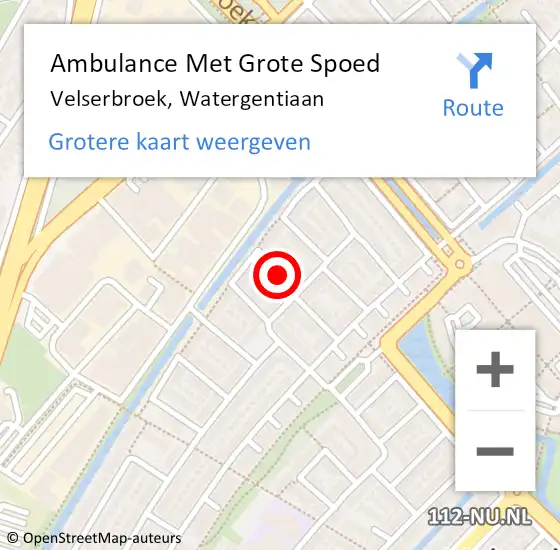 Locatie op kaart van de 112 melding: Ambulance Met Grote Spoed Naar Velserbroek, Watergentiaan op 14 januari 2018 22:37