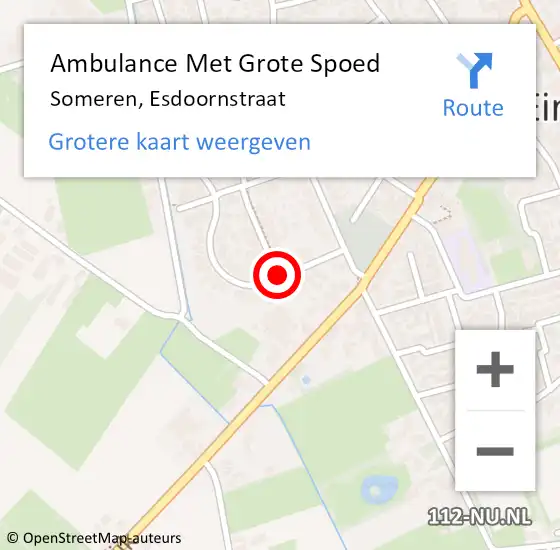 Locatie op kaart van de 112 melding: Ambulance Met Grote Spoed Naar Someren, Esdoornstraat op 14 januari 2018 23:46