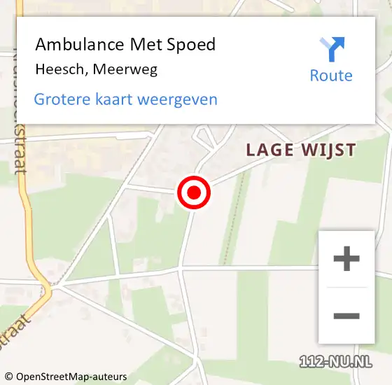 Locatie op kaart van de 112 melding: Ambulance Met Spoed Naar Heesch, Meerweg op 15 januari 2018 00:38