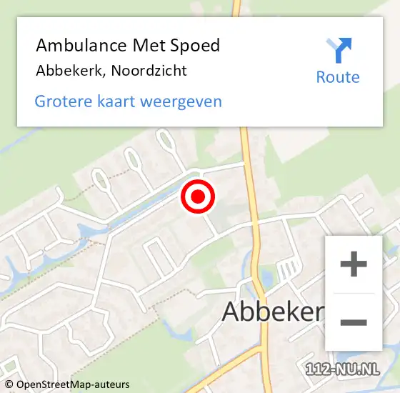 Locatie op kaart van de 112 melding: Ambulance Met Spoed Naar Abbekerk, Noordzicht op 15 januari 2018 02:23