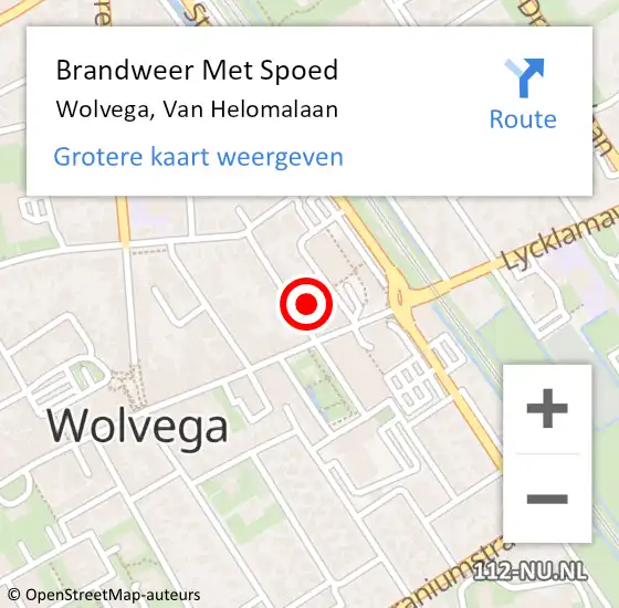 Locatie op kaart van de 112 melding: Brandweer Met Spoed Naar Wolvega, Van Helomalaan op 15 januari 2018 03:04