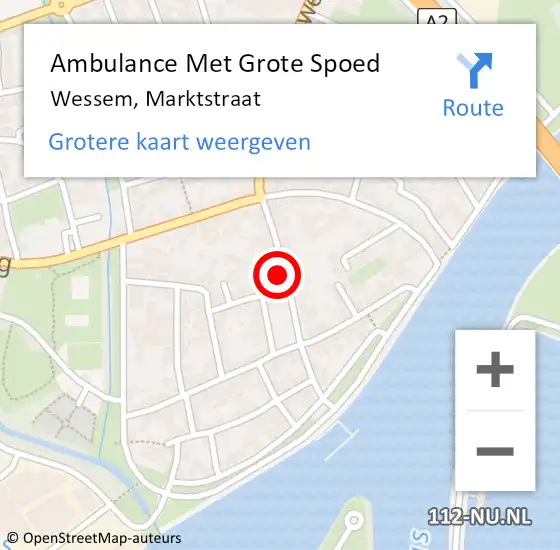 Locatie op kaart van de 112 melding: Ambulance Met Grote Spoed Naar Wessem, Marktstraat op 15 januari 2018 03:58