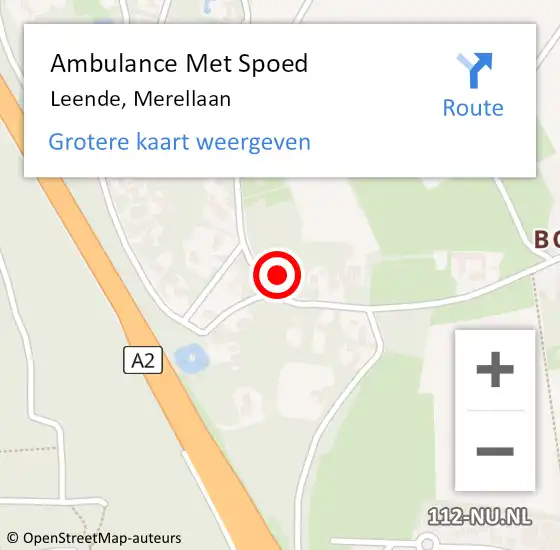 Locatie op kaart van de 112 melding: Ambulance Met Spoed Naar Leende, Merellaan op 15 januari 2018 04:02