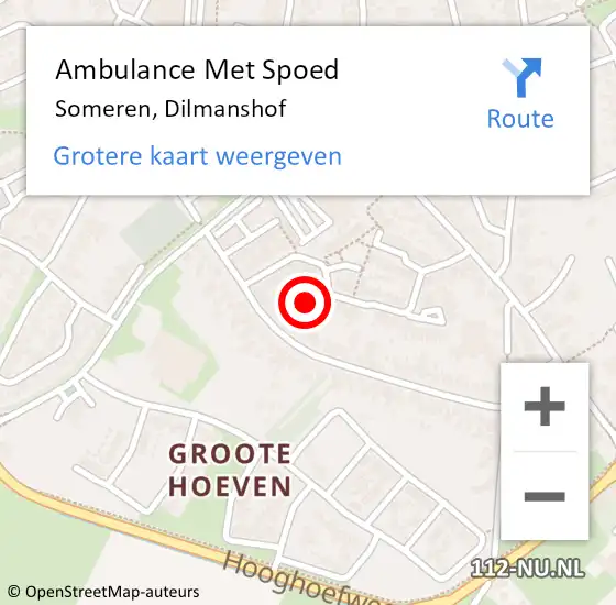 Locatie op kaart van de 112 melding: Ambulance Met Spoed Naar Someren, Dilmanshof op 15 januari 2018 05:17