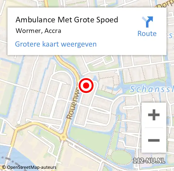 Locatie op kaart van de 112 melding: Ambulance Met Grote Spoed Naar Wormer, Accra op 15 januari 2018 06:59