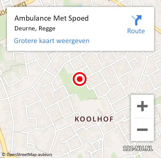 Locatie op kaart van de 112 melding: Ambulance Met Spoed Naar Deurne, Regge op 15 januari 2018 07:02