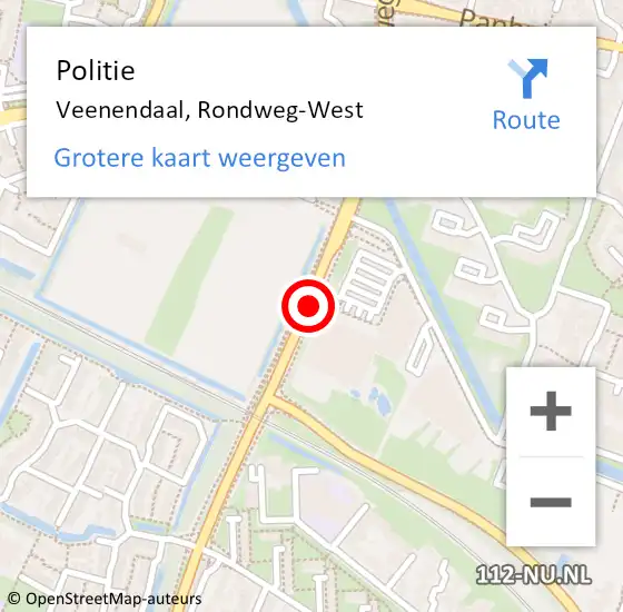 Locatie op kaart van de 112 melding: Politie Veenendaal, Rondweg-West op 15 januari 2018 07:10