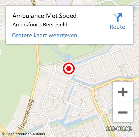 Locatie op kaart van de 112 melding: Ambulance Met Spoed Naar Amersfoort, Beereveld op 15 januari 2018 07:15