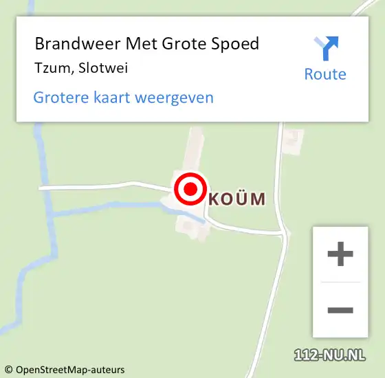 Locatie op kaart van de 112 melding: Brandweer Met Grote Spoed Naar Tzum, Slotwei op 15 januari 2018 08:19