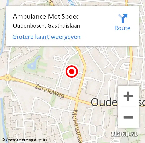 Locatie op kaart van de 112 melding: Ambulance Met Spoed Naar Oudenbosch, Gasthuislaan op 15 januari 2018 08:50