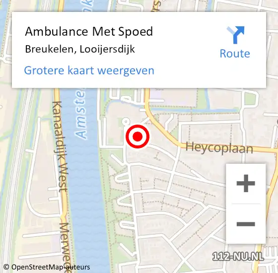 Locatie op kaart van de 112 melding: Ambulance Met Spoed Naar Breukelen, Looijersdijk op 15 januari 2018 09:30