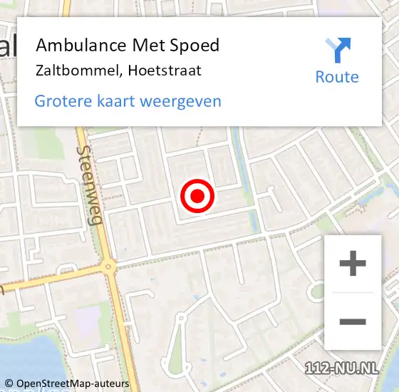 Locatie op kaart van de 112 melding: Ambulance Met Spoed Naar Zaltbommel, Hoetstraat op 15 januari 2018 09:54