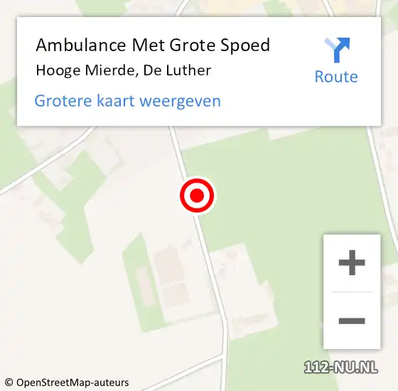 Locatie op kaart van de 112 melding: Ambulance Met Grote Spoed Naar Hooge Mierde, De Luther op 15 januari 2018 10:02