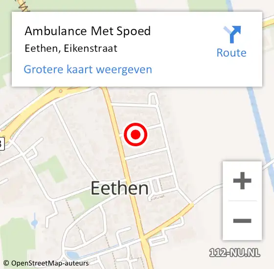 Locatie op kaart van de 112 melding: Ambulance Met Spoed Naar Eethen, Eikenstraat op 15 januari 2018 10:20