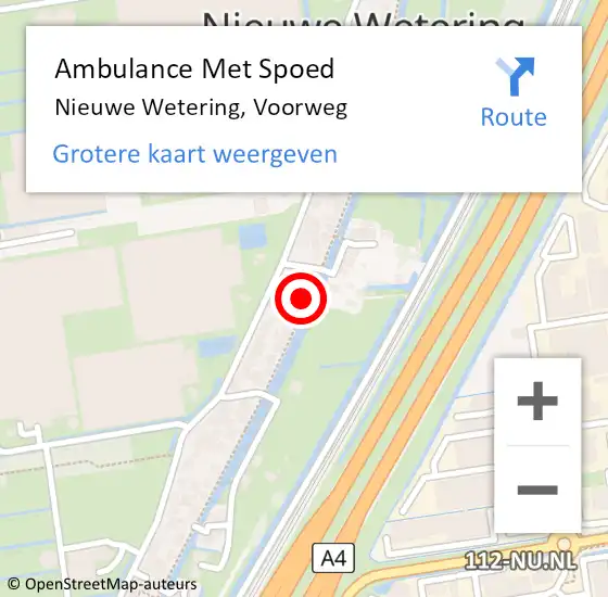 Locatie op kaart van de 112 melding: Ambulance Met Spoed Naar Nieuwe Wetering, Voorweg op 15 januari 2018 10:43
