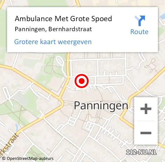 Locatie op kaart van de 112 melding: Ambulance Met Grote Spoed Naar Panningen, Bernhardstraat op 15 januari 2018 10:57