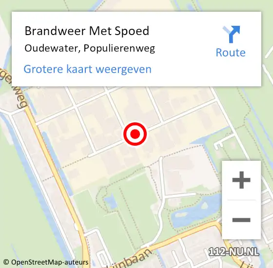 Locatie op kaart van de 112 melding: Brandweer Met Spoed Naar Oudewater, Populierenweg op 15 januari 2018 11:01