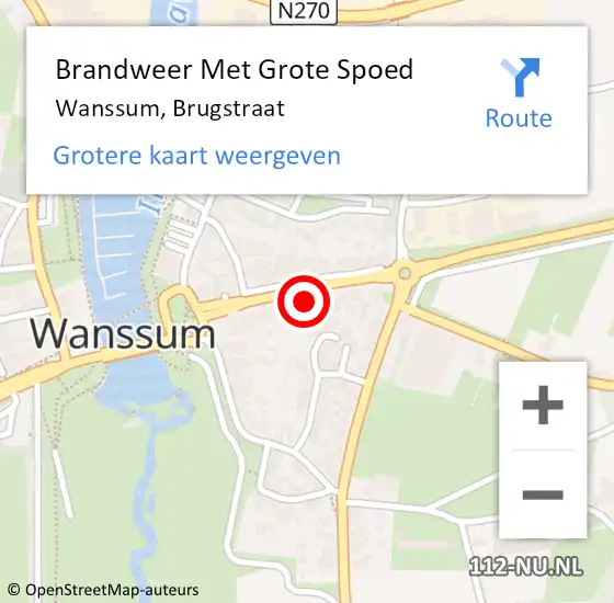 Locatie op kaart van de 112 melding: Brandweer Met Grote Spoed Naar Wanssum, Brugstraat op 15 januari 2018 11:52