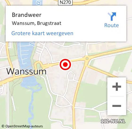 Locatie op kaart van de 112 melding: Brandweer Wanssum, Brugstraat op 15 januari 2018 12:00