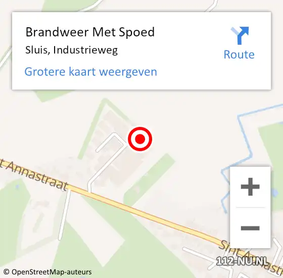 Locatie op kaart van de 112 melding: Brandweer Met Spoed Naar Sluis, Industrieweg op 15 januari 2018 12:32