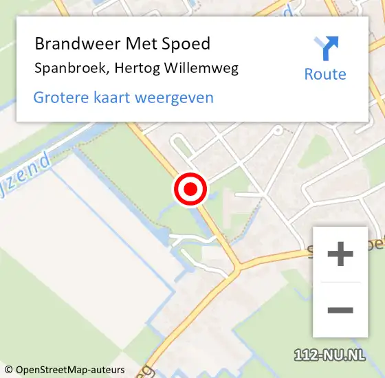 Locatie op kaart van de 112 melding: Brandweer Met Spoed Naar Spanbroek, Hertog Willemweg op 22 september 2013 10:59