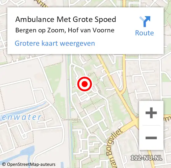 Locatie op kaart van de 112 melding: Ambulance Met Grote Spoed Naar Bergen op Zoom, Hof van Voorne op 15 januari 2018 13:50