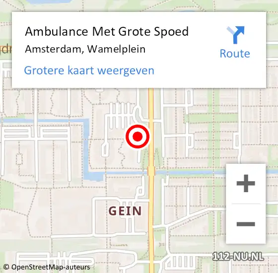 Locatie op kaart van de 112 melding: Ambulance Met Grote Spoed Naar Amsterdam Zuidoost, Wamelplein op 13 februari 2014 08:54